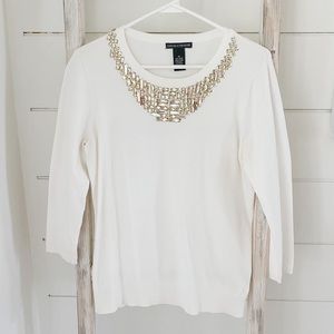 Embellished 3/4 Sleeve Sweater